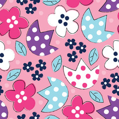 seamless colorful flower pattern vector illustration