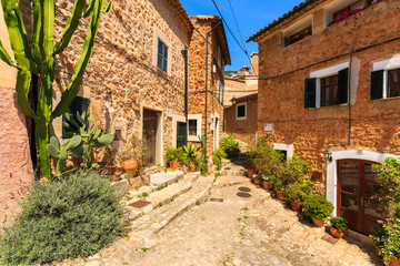 Stone houses in Fornalutx mountain village, Majorca island