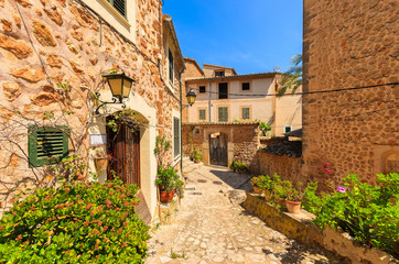 Fototapeta na wymiar Stone houses in Fornalutx mountain village, Majorca island