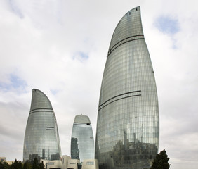Fototapeta na wymiar Flame towers in Baku. Azerbaijan