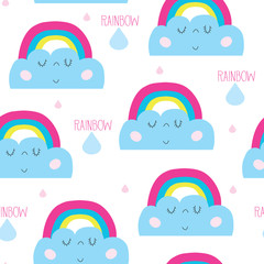 seamless rainbow and clouds vector illustration