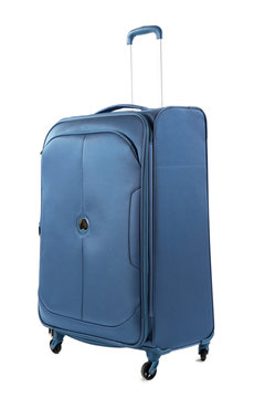 Blue suitcase isolated on white