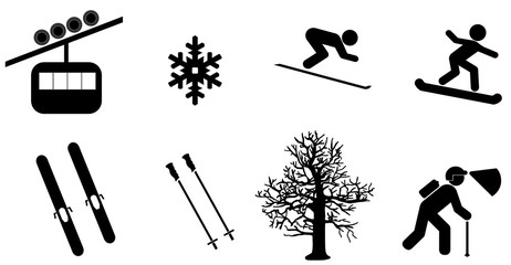 Sports d'hiver en 8 icônes