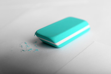 Eraser on paper background