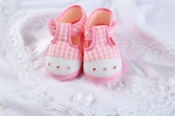 Booties on cloth background