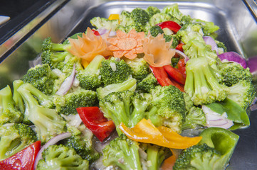 Stir fry vegetables at a chinese restaurant buffet