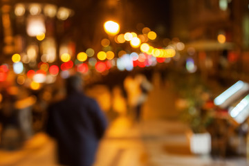out of focus Bild einer Stadtszene bei Nacht