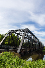old iron railway construction bridge in Lamphun Thailand