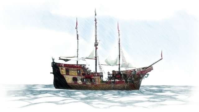 Statek piracki animacja 3d piraci