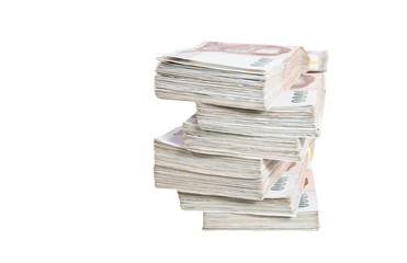 thai baht banknotes isolated on white