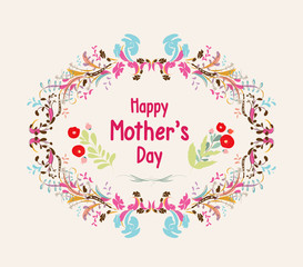 Happy mothers day card. Bright spring concept illustration with