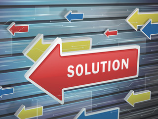 moving red arrow of solution word