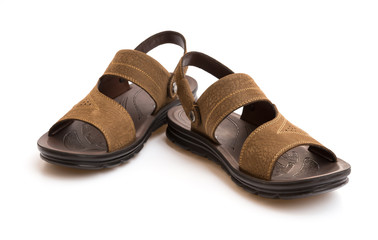 pair of brown leisure sandal on white background