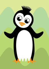 Black and white happy penguin