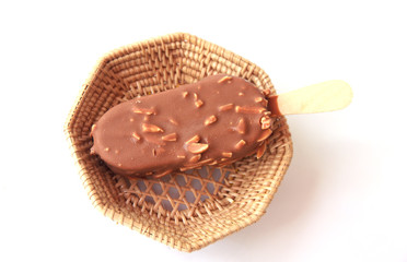 Chocolate almonds icelolly - Stock Image