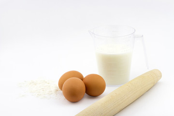 Food ingredients and kitchen utensils for cooking 