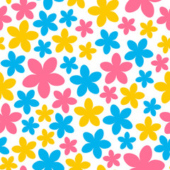 Fototapeta na wymiar Seamless pattern with color flowers