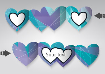 Template greeting card in the form of heart.