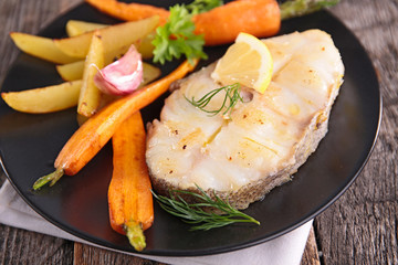 grilled fish and vegetables