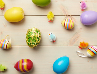 Multiple Easter egg decorations composition