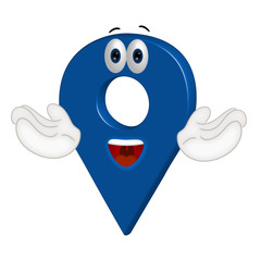 Funny cartoon location point pin sign place position