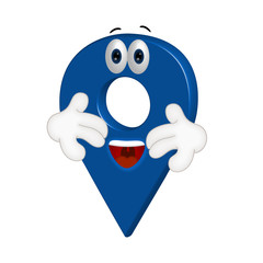 Obraz premium Funny cartoon location point pin sign place position