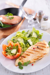 Fototapeta na wymiar chicken breast and salad