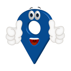 Funny cartoon location point pin sign place position
