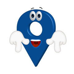 Funny cartoon location point pin sign place position