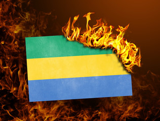 Flag burning - Gabon