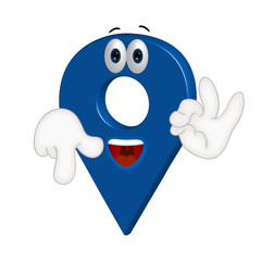 Obraz premium Funny cartoon location point pin sign place position