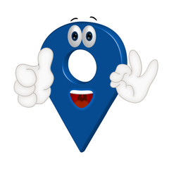 Funny cartoon location point pin sign place position