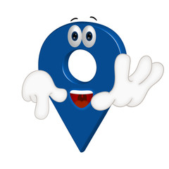 Funny cartoon location point pin sign place position