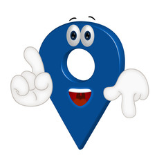 Funny cartoon location point pin sign place position
