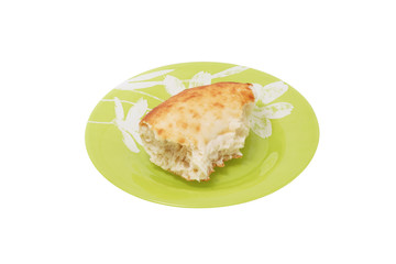 A slice of bread on a plate.