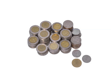 Thai Baht Coins isolated on white