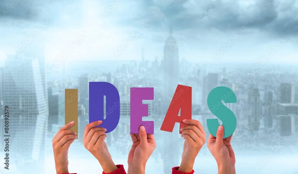 Poster composite image of hands showing ideas