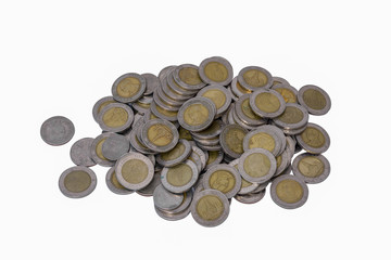 Thai Baht Coins isolated on white