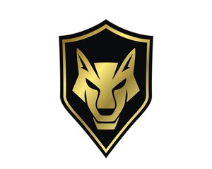 wolf gold shield emblem logo vector