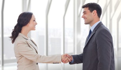 Fototapeta na wymiar Composite image of future partners shaking hands