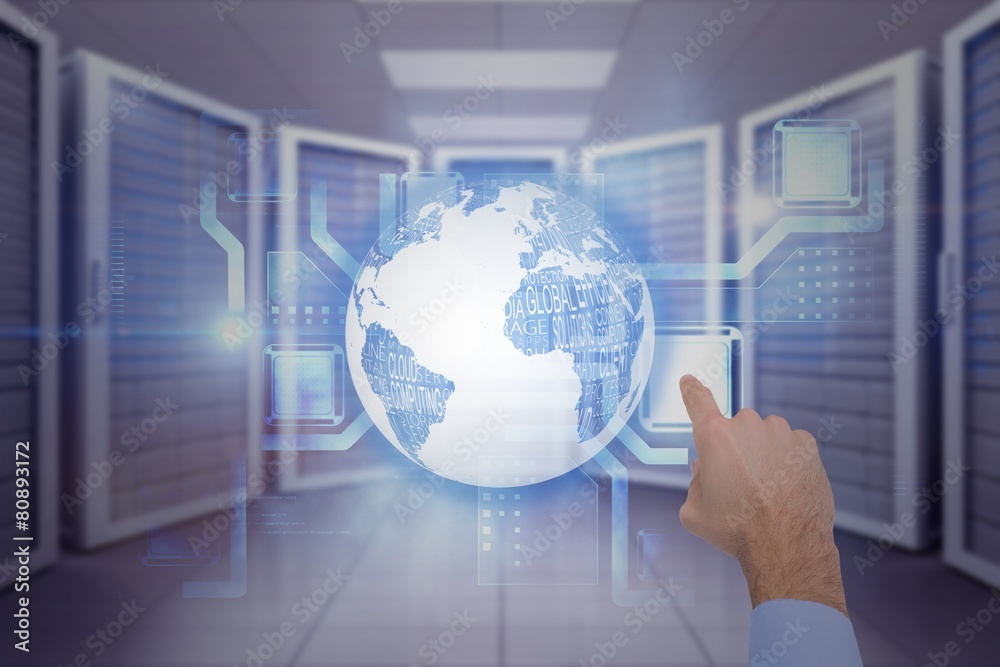 Poster composite image of businessman hand pointing something
