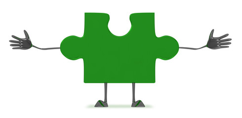 Green puzzle piece character