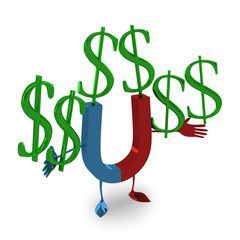 Magnet character and money