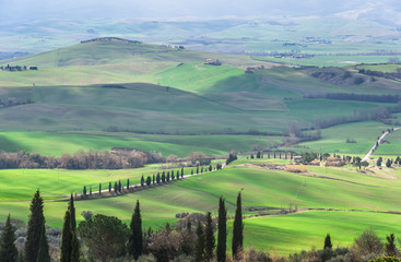 イタリア　トスカーナの田園風景