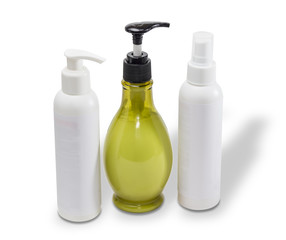 Three bottles with cosmetics