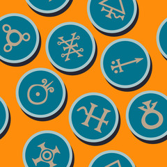 seamless background with symbols of the alchemical processes