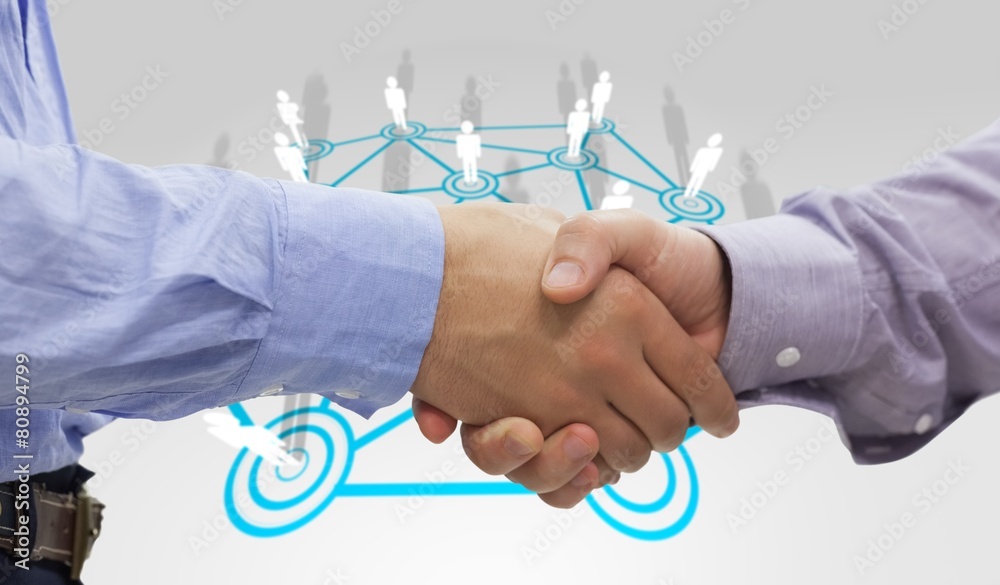 Poster composite image of two men shaking hands