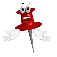 Funny corkboard pin cartoon illustration