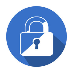 Icono redondo azul candado con sombra