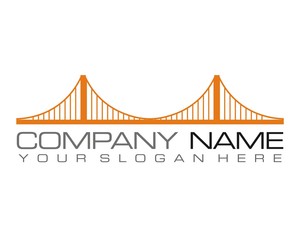 orange bridge logo icon vector